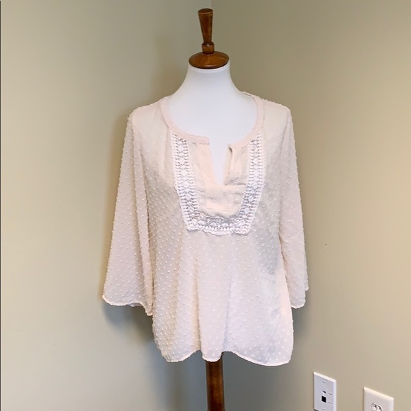 Boho Blue cream “polka dot” blouse - Picture 1 of 2